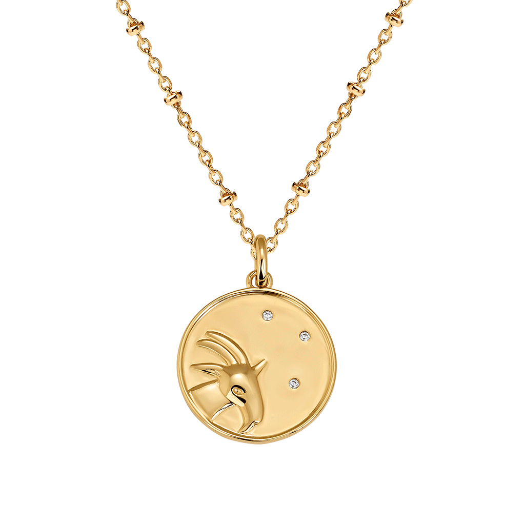 Médaille du Zodiaque CAPRICORNE plaquée or