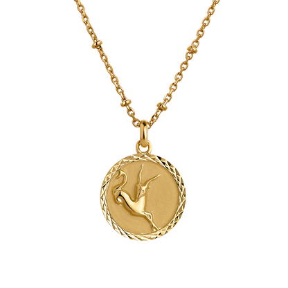 Medalha de zodíaco CAPRICORNIO banhada a ouro
