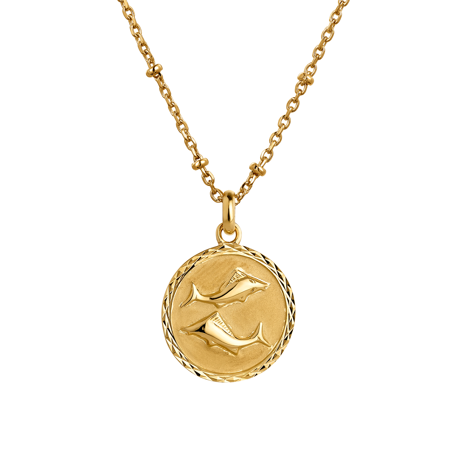 Medalha de zodíaco PISCIS banhada a ouro