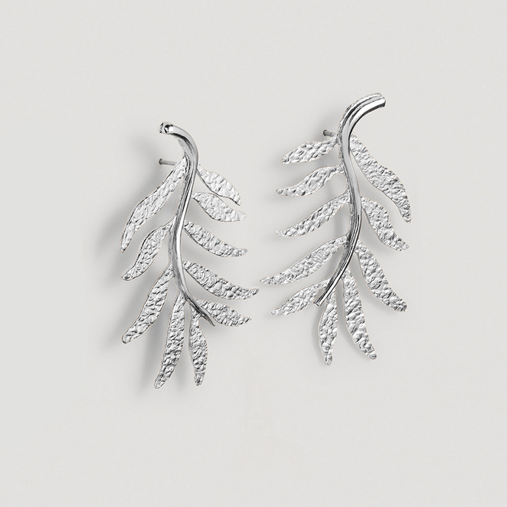 Pendientes forma hoja FOREST plata | Dime que me quieres